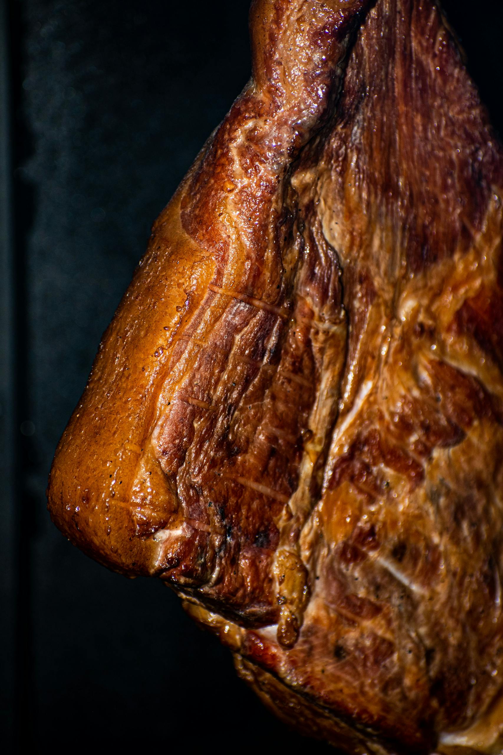 Delicious smoked meat close-up capturing the juicy texture and rich flavors.